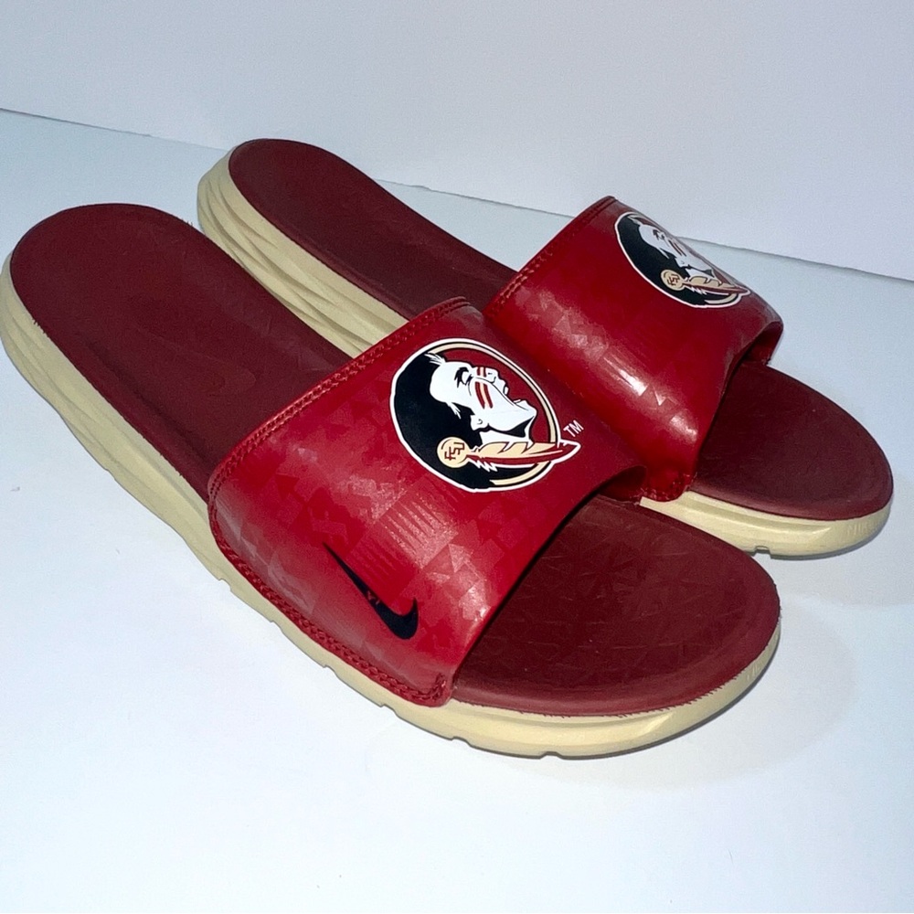 Nike Florida State‎ University Logo Flip Flops Slides Sandals Men 9 Red